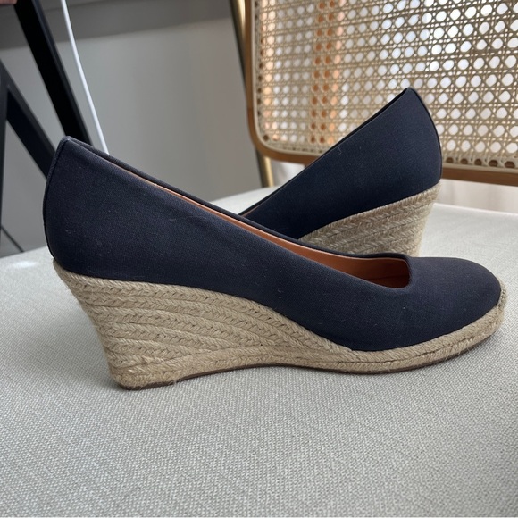 J. Crew Navy Blue Seville Wedge Espadrille Sandals | Size 8.5 - Picture 2 of 12